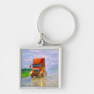 BIG RIG FREIGHT TRUCK LOVERS Art Key Ring