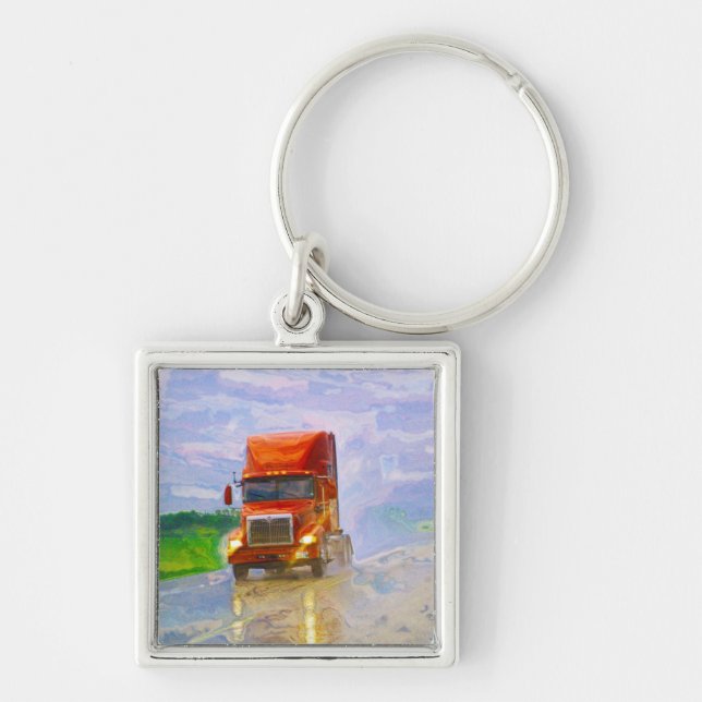 BIG RIG FREIGHT TRUCK LOVERS Art Key Ring (Front)