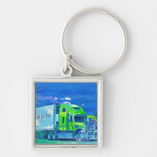 BIG RIG FREIGHT TRUCK LOVERS Art Key Ring (Front)