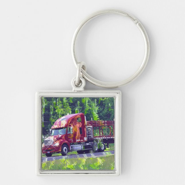 BIG RIG FREIGHT TRUCK LOVERS Art Key Ring (Front)