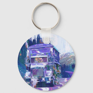 BIG RIG FREIGHT TRUCK LOVERS Art Key Ring