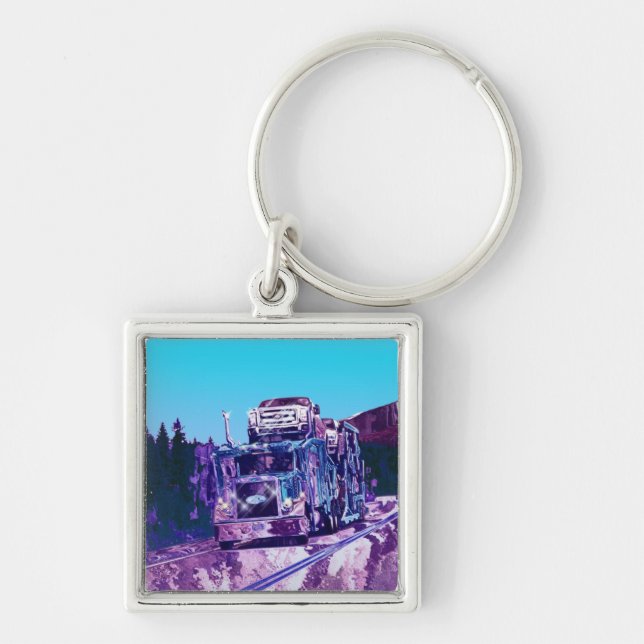 BIG RIG FREIGHT TRUCK LOVERS Art Key Ring (Front)