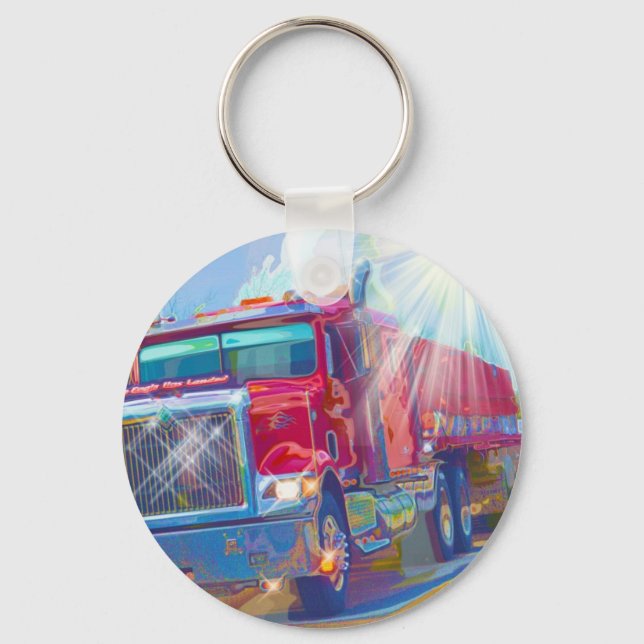 BIG RIG FREIGHT TRUCK LOVERS Art Key Ring (Front)