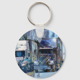 BIG RIG FREIGHT TRUCK LOVERS Art Key Ring