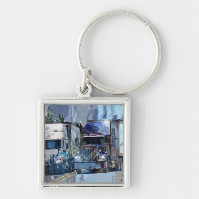 BIG RIG FREIGHT TRUCK LOVERS Art Key Ring (Front)