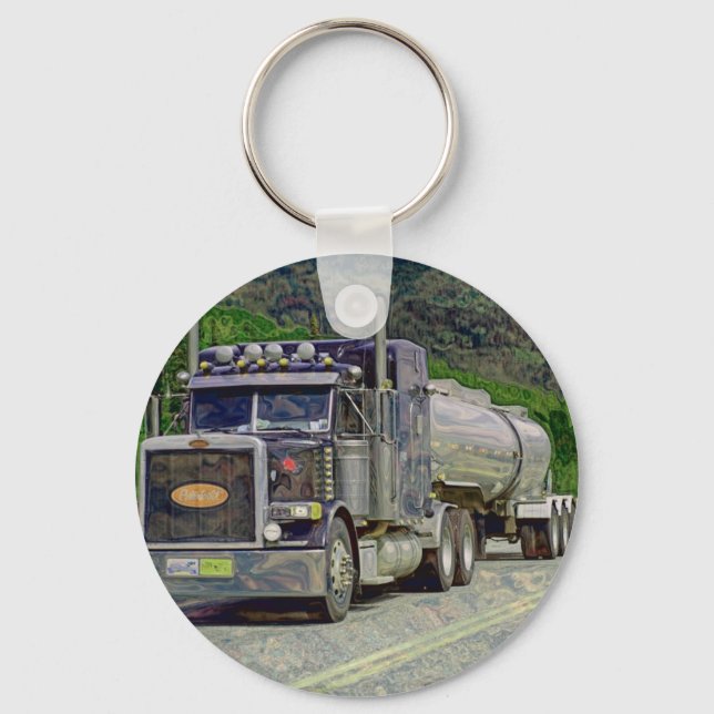 BIG RIG FREIGHT TRUCK LOVERS Art Key Ring (Front)