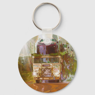 BIG RIG FREIGHT TRUCK LOVERS Art Key Ring