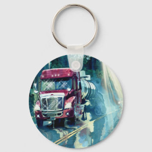 BIG RIG FREIGHT TRUCK LOVERS Art Key Ring