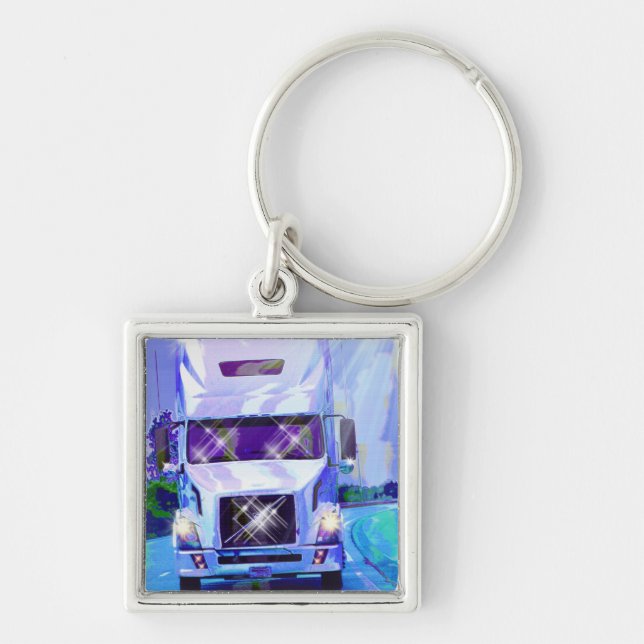 BIG RIG FREIGHT TRUCK LOVERS Art Key Ring (Front)
