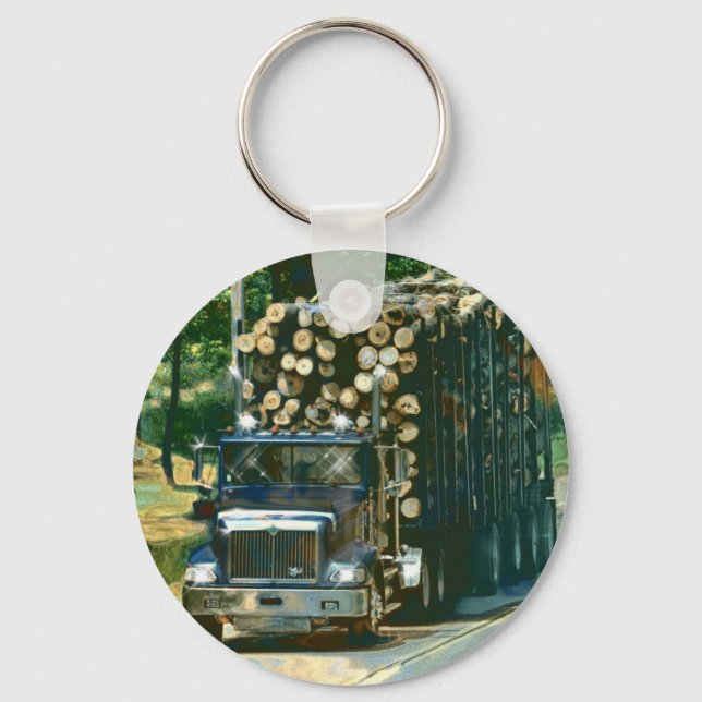 BIG RIG LOGGING TRUCK LORRY Art Key Ring (Front)