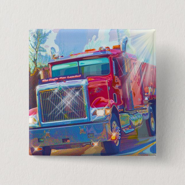 BIG RIG LORRIES & TRUCKS for Truck-lovers 15 Cm Square Badge (Front)