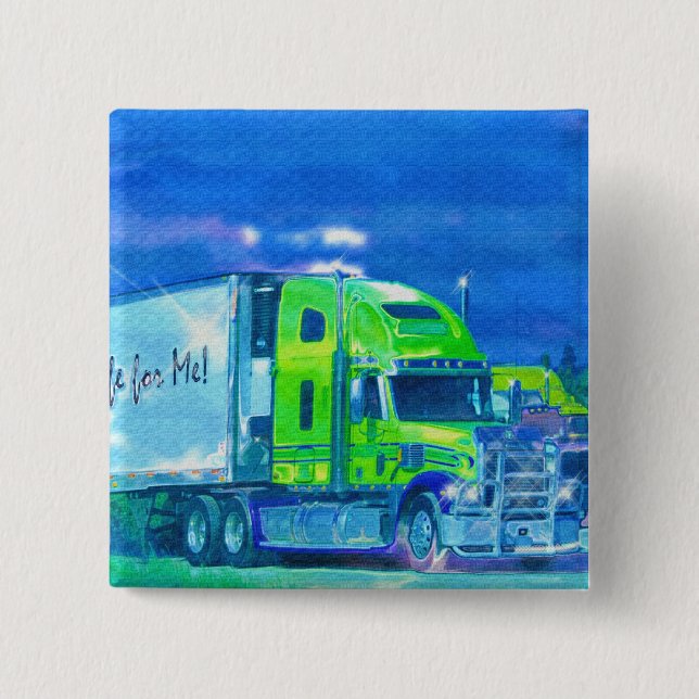 BIG RIG LORRIES & TRUCKS for Truck-lovers 15 Cm Square Badge (Front)