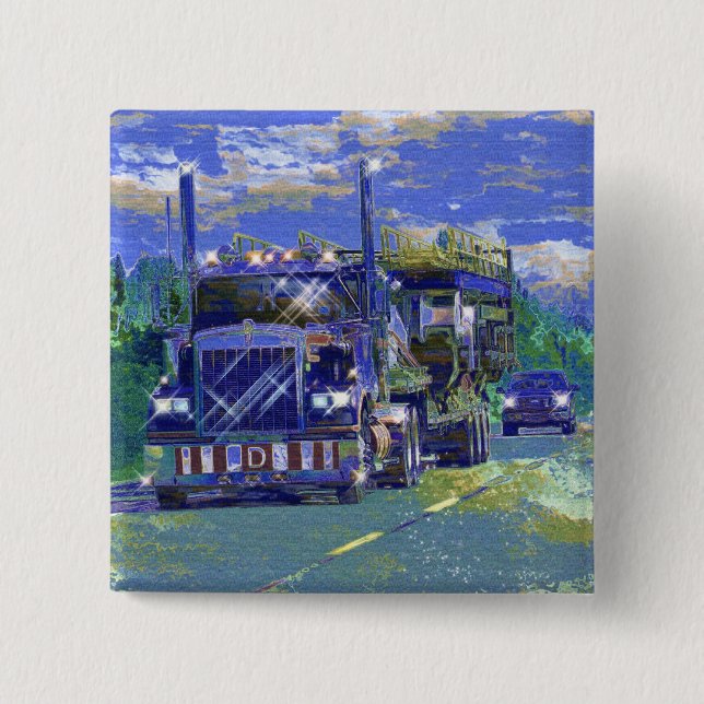 BIG RIG LORRIES & TRUCKS for Truck-lovers 15 Cm Square Badge (Front)