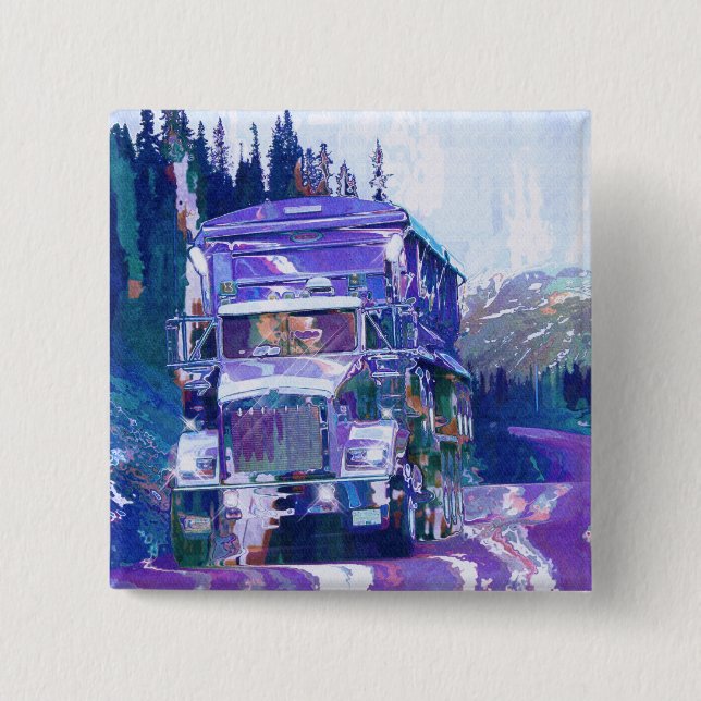 BIG RIG LORRIES & TRUCKS for Truck-lovers 15 Cm Square Badge (Front)