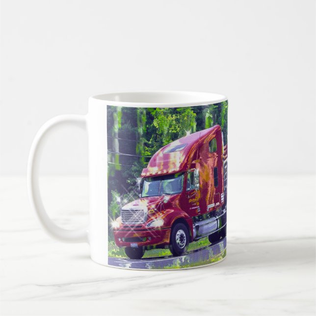 Big Rig Red Cargo Truck for Kids and Truckers Coffee Mug (Left)
