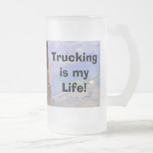 Big Rig Red Cargo Truck for Kids and Truckers Frosted Glass Beer Mug
