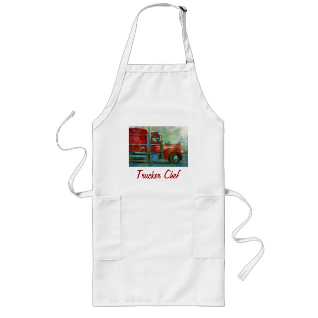 Big Rig Red Cargo Truck for Kids and Truckers Long Apron (Front)