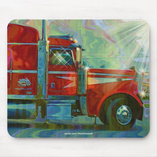 Big Rig Red Cargo Truck for Kids and Truckers Mouse Mat (Front)