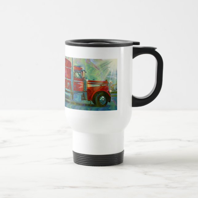 Big Rig Red Cargo Truck for Kids and Truckers Travel Mug (Right)
