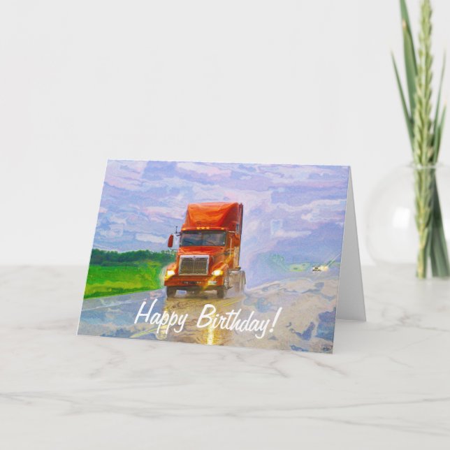 Big Rig Road-liner Truck-lover Birthday Card (Front)