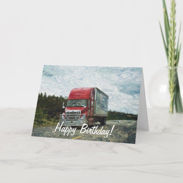 Big Rig Road-liner Truck-lover Birthday Card (Front)