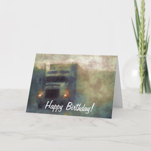 Big Rig Road-liner Truck-lover Birthday Card (Front)