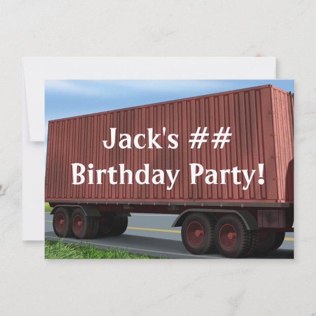 Big Rig Semi Truck Birthday Party Invitations (Front)