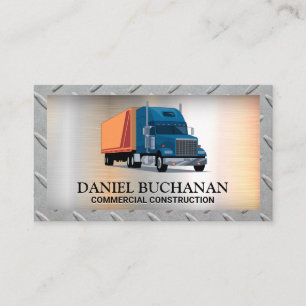 Big Rig Truck Steel Grid Border Transport Business Card