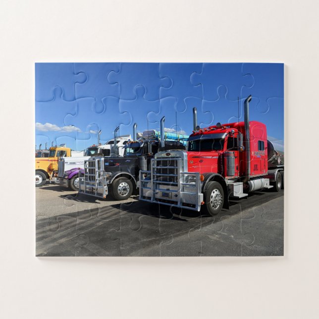 Big Rig Trucks At USA Truck Stop Jigsaw Puzzle (Horizontal)