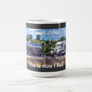 Big Rig White Cargo Truck for Lorry-drivers & Kids Coffee Mug