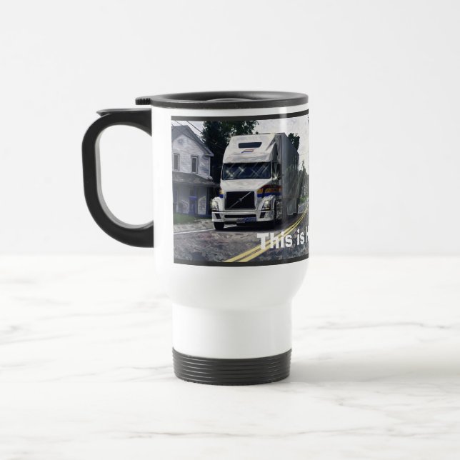 Big Rig White Freight Lorry for Truckers & Kids Travel Mug (Left)