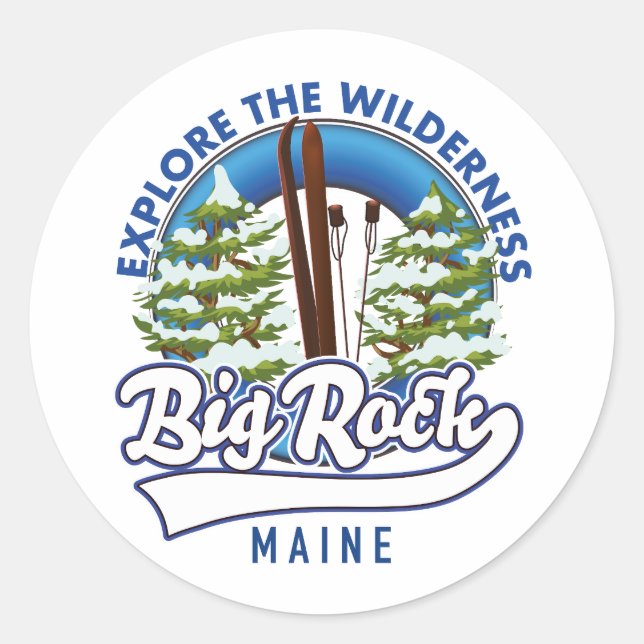 Big Rock Maine ski travel log Photo Print Classic Round Sticker (Front)
