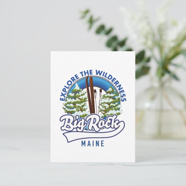 Big Rock Maine ski travel log Postcard (Standing Front)