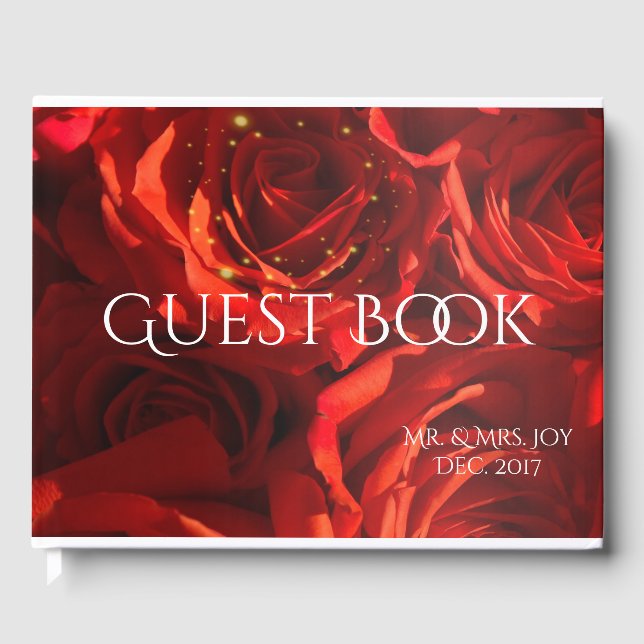 Big Romantic Red Roses Custom Guest Book (Front)