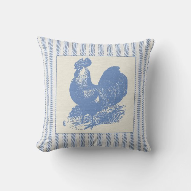 Big Rooster or Coq with Ticking Cushion (Front)