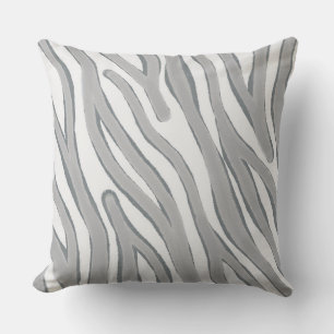 Big Rough Light Grey Zebra Stripe Two Tone Cushion