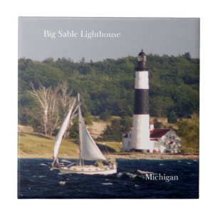 Big Sable Lighthouse and boat tile