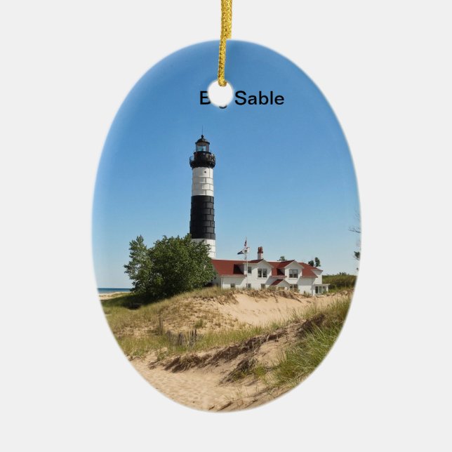 Big Sable Point Ceramic Tree Decoration (Front)