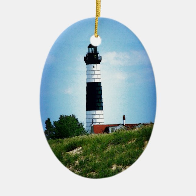 Big Sable Point Lighthouse Ceramic Tree Decoration (Front)