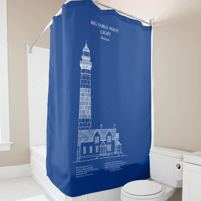 Big Sable Point Lighthouse - Michigan – AD Shower Curtain (Big Sable Point Lighthouse - Michigan – AD. Shower Curtain)
