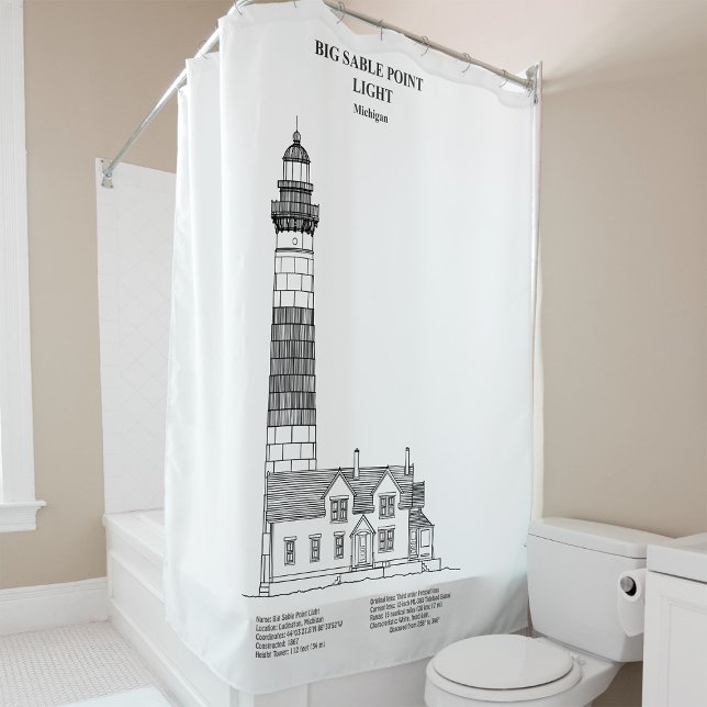 Big Sable Point Lighthouse - Michigan - BD Shower Curtain (Big Sable Point Lighthouse - Michigan - BD. Shower Curtain)