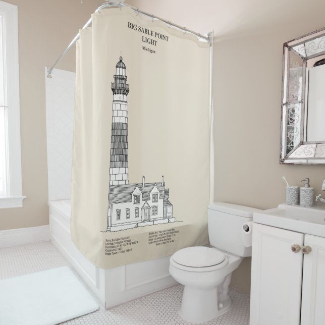 Big Sable Point Lighthouse - Michigan - SBD Shower Curtain (In Situ)