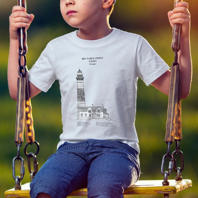 Big Sable Point Lighthouse - Michigan - SBD T-Shirt (Big Sable Point Lighthouse - Michigan - SBD. Boy Basic White T-Shirt)
