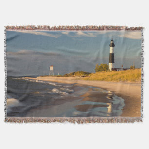 Big Sable Point Lighthouse On Lake Michigan 2 Throw Blanket