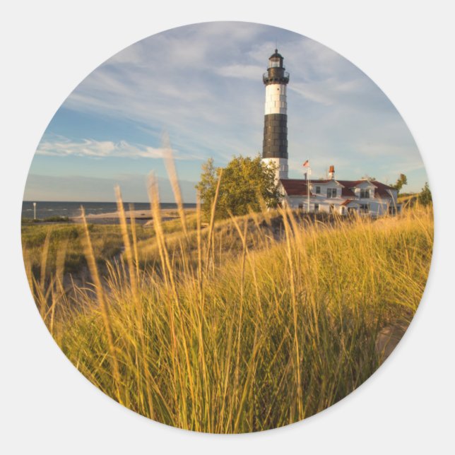 Big Sable Point Lighthouse On Lake Michigan Classic Round Sticker (Front)