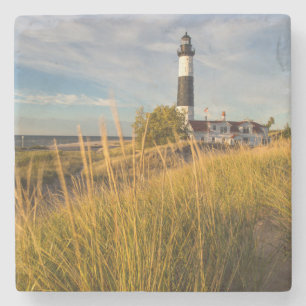 Big Sable Point Lighthouse On Lake Michigan Stone Coaster
