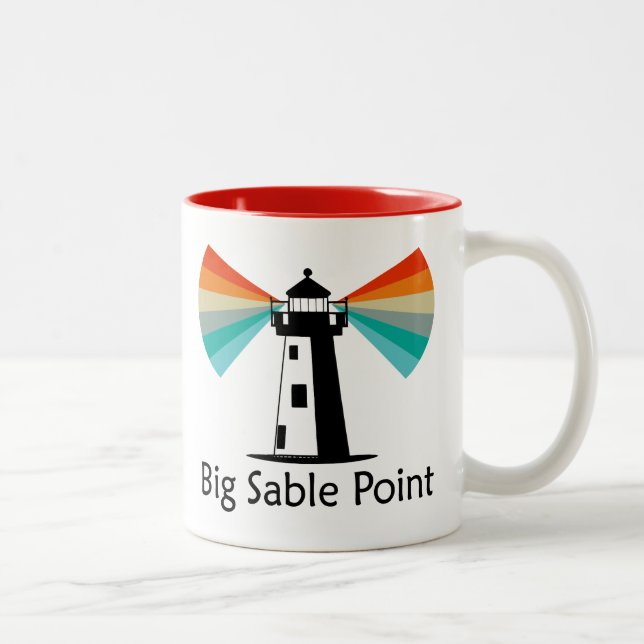Big Sable Point Lighthouse Rainbow Two-Tone Coffee Mug (Right)