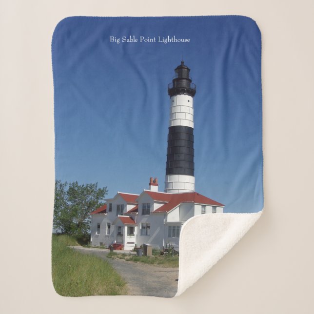 Big Sable Point Lighthouse sherpa blanket (Front)