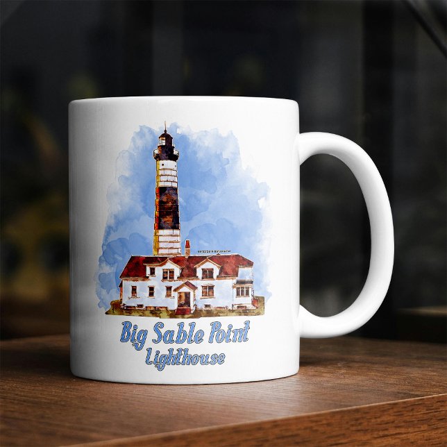 Big Sable Point Lighthouse Watercolor - Michigan Coffee Mug (Creator Uploaded)