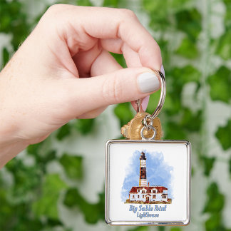 Big Sable Point Lighthouse Watercolor - Michigan Key Ring